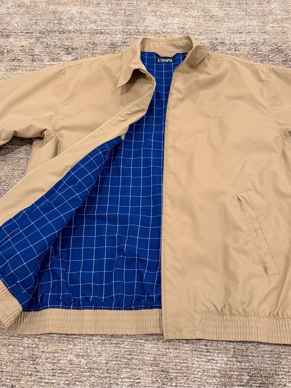 Chaps Harrington Khaki Zip-Front Jacket L